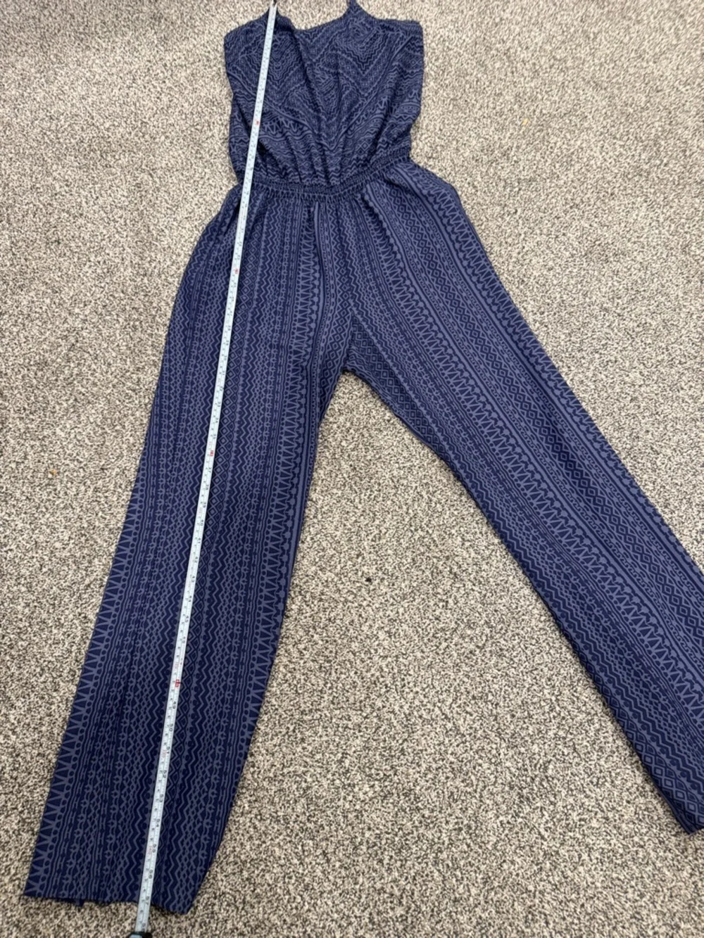 Prana Bijou Halter Aztec Print Relaxed Fit Versatile Jumpsuit Purple Blue Size M